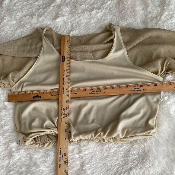 Arden B Sparkly Blouse Slouchy Top batwing Gold Metallic Nude boat-neck size S - Picture 11 of 14